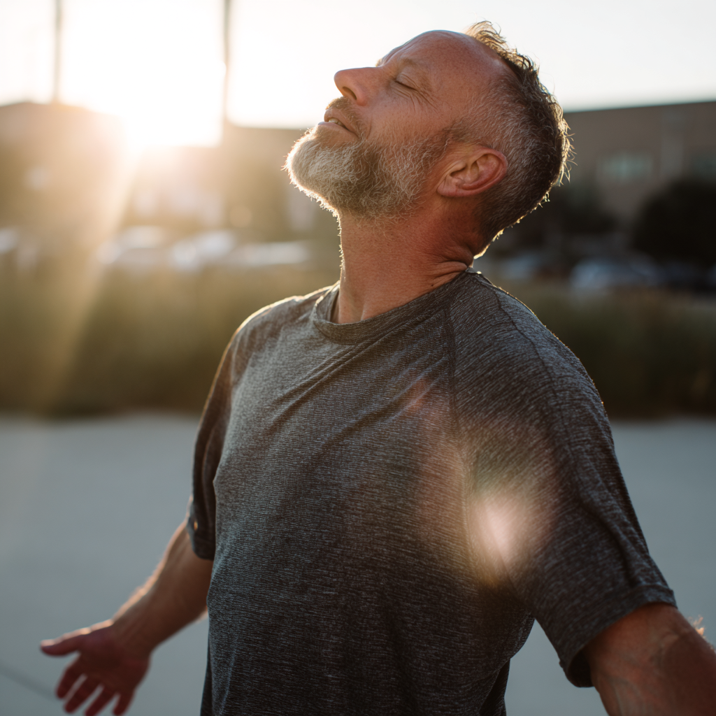 50 years old person discovering inner strength through mindful movement practice